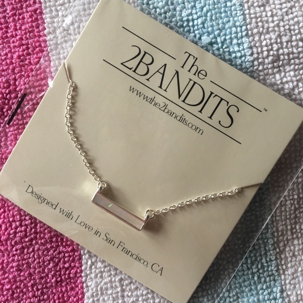 White opal bar necklace
